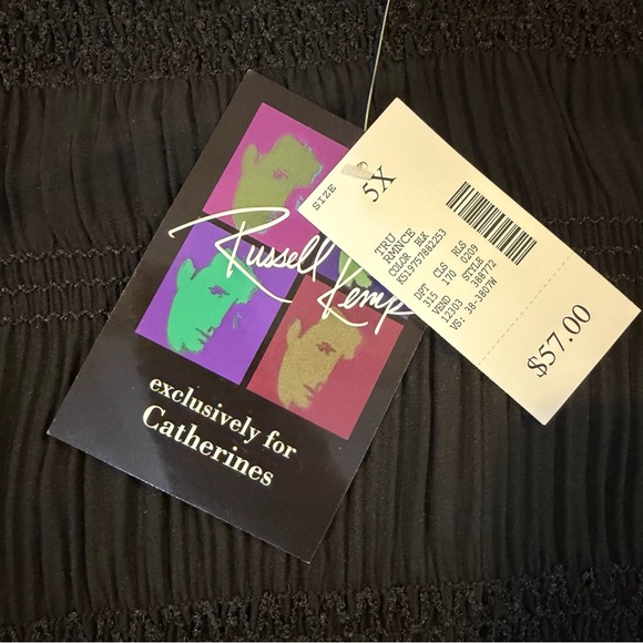 Russell Kemp New York Black Chiffon Pleated Blouse 5X NWT - Picture 5 of 6